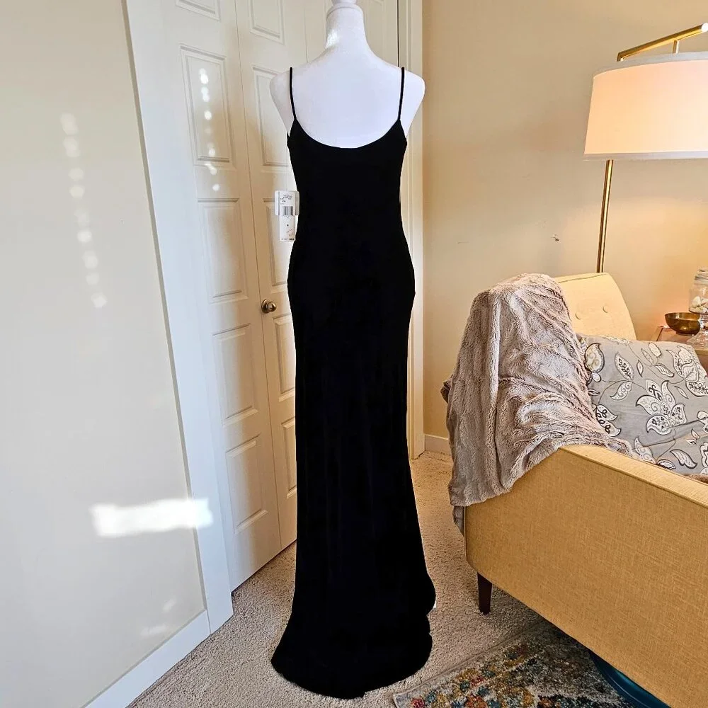 Lauren Ralph Lauren Black Velvet Lace Beaded Gown Dress Size 4 NWT Y2K - Picture 4 of 7